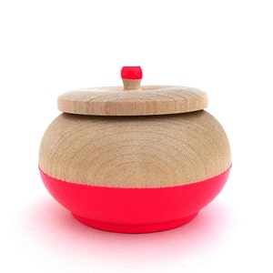 Neon pink jewelry box, wood jewelry box, tiny box, round wood box, neon home decor, gift under 15, stocking stuffer