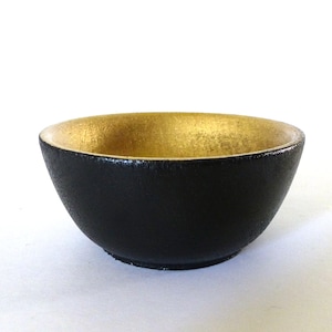 Black and gold wood dish, jewelry dish, ring cup, mini jewelry holder, metallic gold and wood image 1