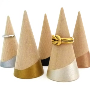 Ring cone, wood ring cone, pick your color, unique ring storage, painted wood decor, jewelry display, ring holder, gift under 15 image 7