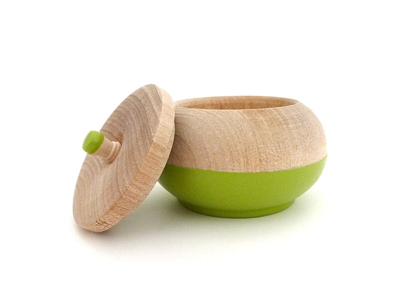 Green jewelry box, wood jewelry box, small wood box, round wood box, spring home decor, stocking stuffer, gift for her, lime green image 2