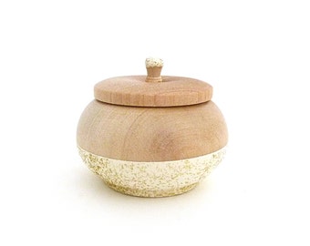 Glitter wooden box, cream and gold, tiny wood box, sparkly decor, trinket box, salt pig, gift for child, gift for mom