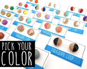 Medium wood paint dipped earrings, little studs, colorful, simple, everyday, easy gift