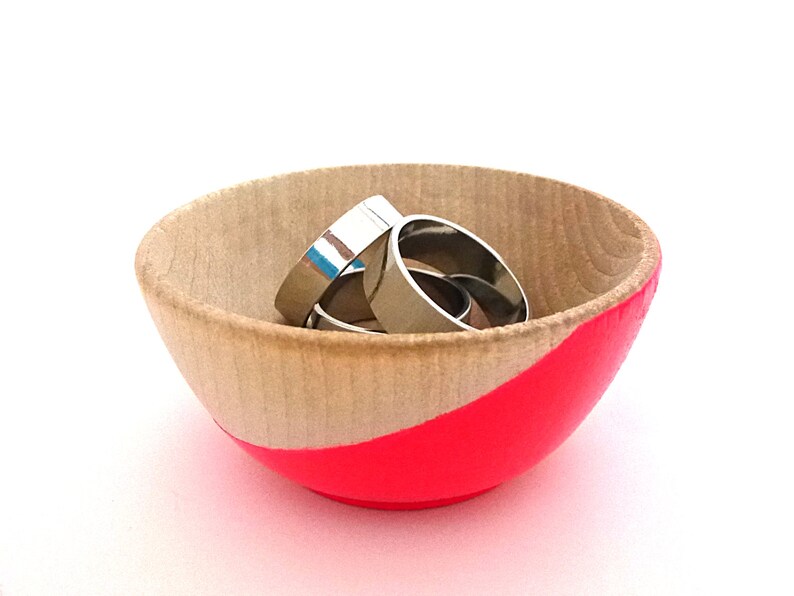 Neon Pink Wood Dish Jewelry Dish Ring Cup Mini Jewelry Etsy