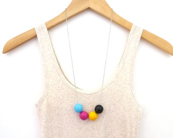 CMYK necklace, wood bead necklace, graphic designer necklace, design jewelry, gift for graphic designer