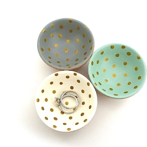 Mint green and gold dots wood dish, jewelry dish, ring cup, mini jewelry holder, spring decor, mother's day gift image 4