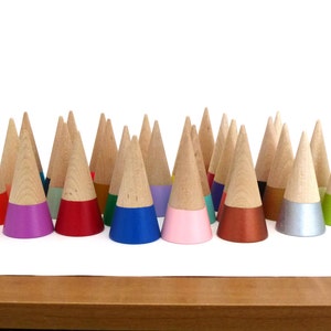 Ring cone, wood ring cone, pick your color, unique ring storage, painted wood decor, jewelry display, ring holder, gift under 15 image 6