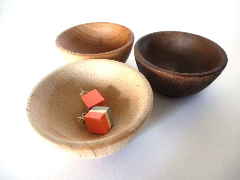 Wood Jewelry Bowl Jewelry Dish Birch Cherry Walnut Set of Etsy