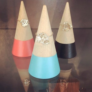 Ring cone, wood ring cone, pick your color, unique ring storage, painted wood decor, jewelry display, ring holder, gift under 15 image 8