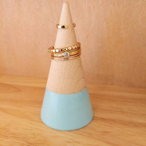 Ring cone, wood ring cone, pick your color, unique ring storage, painted wood decor, jewelry display, ring holder, gift under 15 image 2