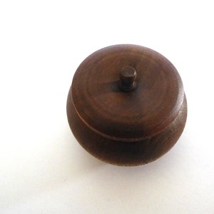 Walnut stained wood jewelry box, dark wood box, trinket box, round wood box, chocolate wood, ring keepsake box, ring bearer box image 2