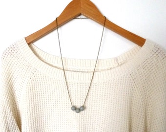 Gray wood bead necklace, natural jewelry, simple jewelry, minimal wood jewelry, simple necklace