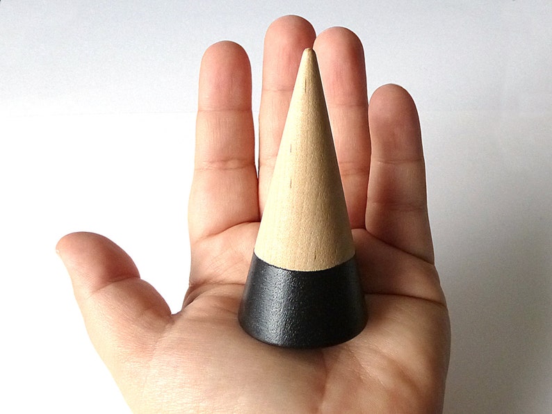 Ring cone, wood ring cone, pick your color, unique ring storage, painted wood decor, jewelry display, ring holder, gift under 15 image 5