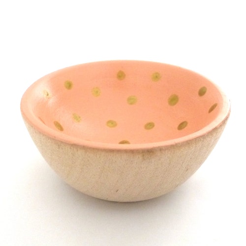 Gray and Gold Dots Wood Dish Jewelry Dish Ring Cup Mini Etsy