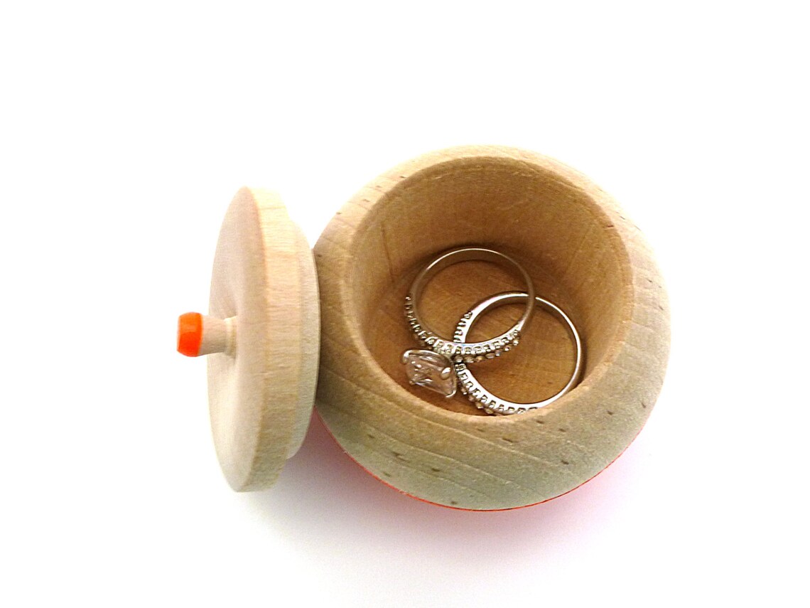 Neon Orange Jewelry Box Wood Jewelry Box Tiny Box Round Etsy