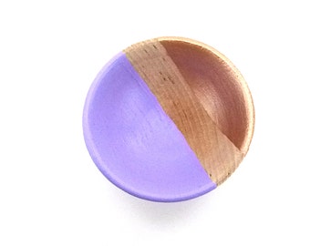 Purple and rose gold bowl, wooden ring dish, painted wood bowl, tiny jewelry storage, spring home decor, mother's day gift