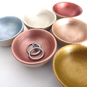 Metallic painted wood bowl, jewelry dish, ring cup, mini jewelry holder image 1