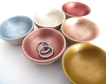 Metallic painted wood bowl, jewelry dish, ring cup, mini jewelry holder