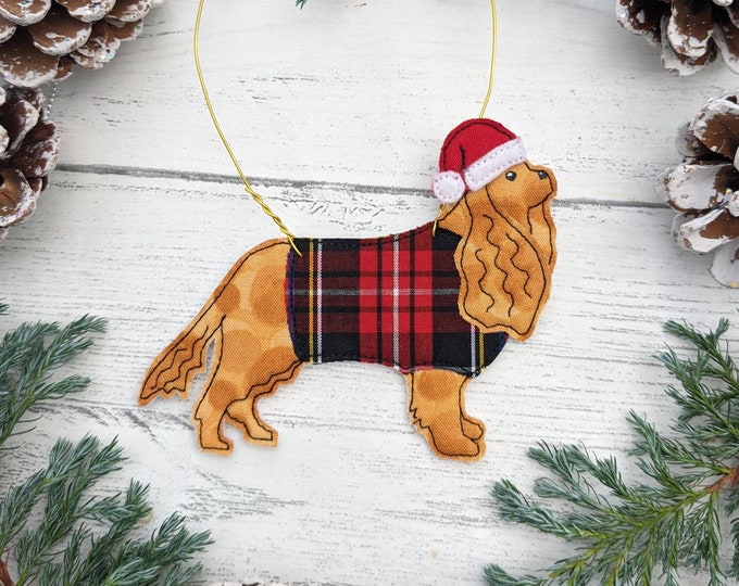 King Charles Cavalier, Cavalier ornament, Christmas decoration, Dog decoration, Dog gift, Pet gift, King Charles Cavalier gift, red Cavalier