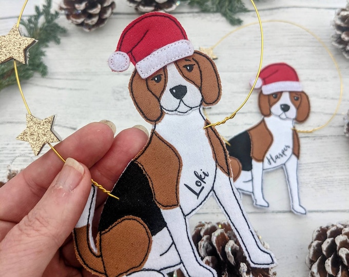 Christmas dog decoration, Christmas Beagle decoration, beagle decoration, beagle gift, pet decor, gifts for pet lovers, Beagle ornament