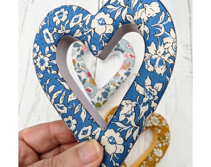 Liberty fabric heart, floral heart, fabric heart, hanging heart, heart decoration