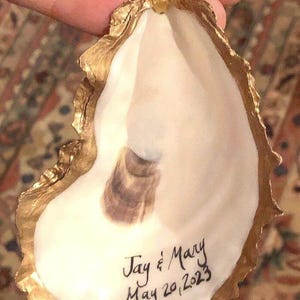 Gold leaf personalized oyster shell  ornament| edged Gold| custom oyster shell ornament| Cape Cod shell | crustacean core