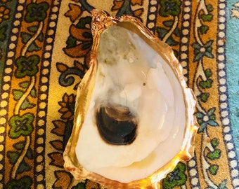 Gilded Oyster Shell | Gold edged oyster shell | less than 3” size | ring holder | party favor | trinket dish.