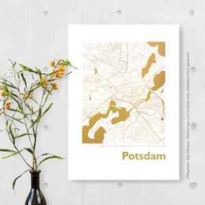 Potsdam Stadtplan Poster - Kunstdruck in Metallic Gold Silber Kupfer - Stadtkarte Deutschland Wanddeko - Einzugsgeschenk Wandbild - 44spaces