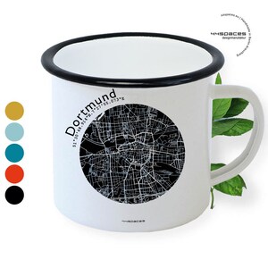 Tazza smaltata con mappa della città di Dortmund, regalo tazza retrò tendenza Ruhrpott campeggio ufficio, idea regalo matrimonio - 8 colori