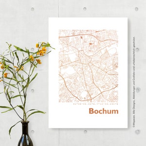 Bochum Rosegold Poster - Wandbild Gold Silber Kupfer - Kunstdruck Wanddeko Poster - Geschenk Einzug Umzug - Geburtstag Hochzeitsgeschenk