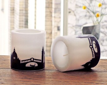 Bougie Venice Italy Skyline Set de 2 Silhouette en prune - 100% design 44spaces