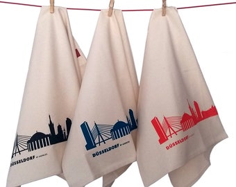 Düsseldorf Skyline Tea towel set of 3 - wedding hostess gift - modern skyline dish towel set for him her by 44spaces