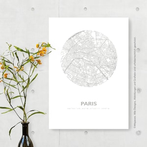 Paris Map Poster Moderner Stadtplan - Wandbild in Silber Rosegold Gold Kupfer - Individuelles Frankreich Reiseposter - 44spaces
