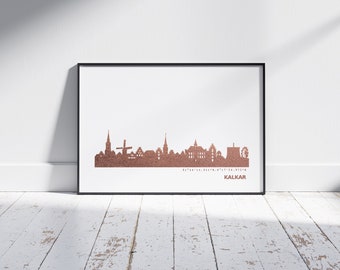 Kalkar Metallic Poster, wall decor with skyline print, DIN A5 A4 A3, gift for lovers, friends and visitors -30+ cities, 3 colors