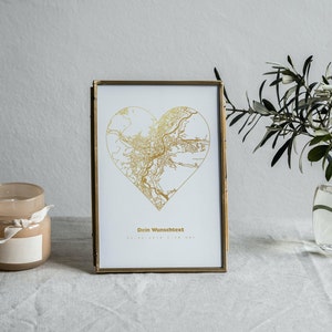 Wo alles begann - Hochzeitsgeschenk Jubiläum Jahrestag - Personalisierte Karte in Herzform - Individuelles Poster Paargeschenk - 44spaces