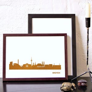 Bremen Trend Metallic Poster - Personalisiert  - Wand Dekor Skyline Druck - Geschenkidee Hochzeit Jahrestag Freunde - 30+ Städte - 44spaces