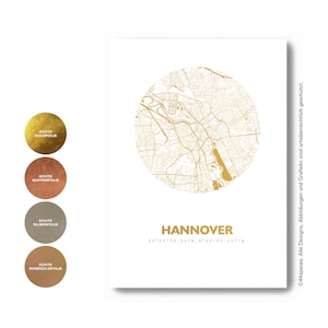 Hannover Roségold Stadtplan Poster - Deutschland Karte Wandbild - Einweihungsgeschenk Einzug - Geburtstag Hochzeit - 44spaces