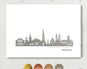 Freiburg Skyline Poster - Personalisiert  - Wand Dekor Citylove Druck - Heimat Geschenk für Verliebte Hochzeit Geburtstag Umzug - 44spaces