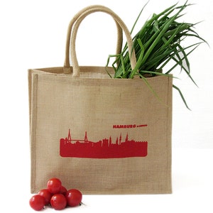 ScreenPrinted Market Bag Large VIENNA Jute Shopping Bag Beach or Gym Bag VIENNA Skyline Burlap Bag Vienna Gift Bag Vienna Tote Bag