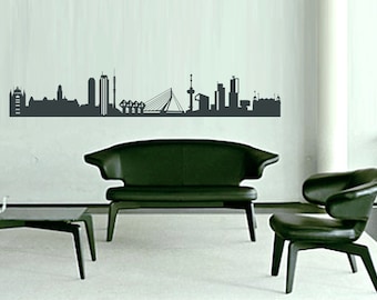 Sticker mural Rotterdam Holland Skyline Silhouette en gris, +60 autres villes - 100% fabriqué en Allemagne par 44spaces