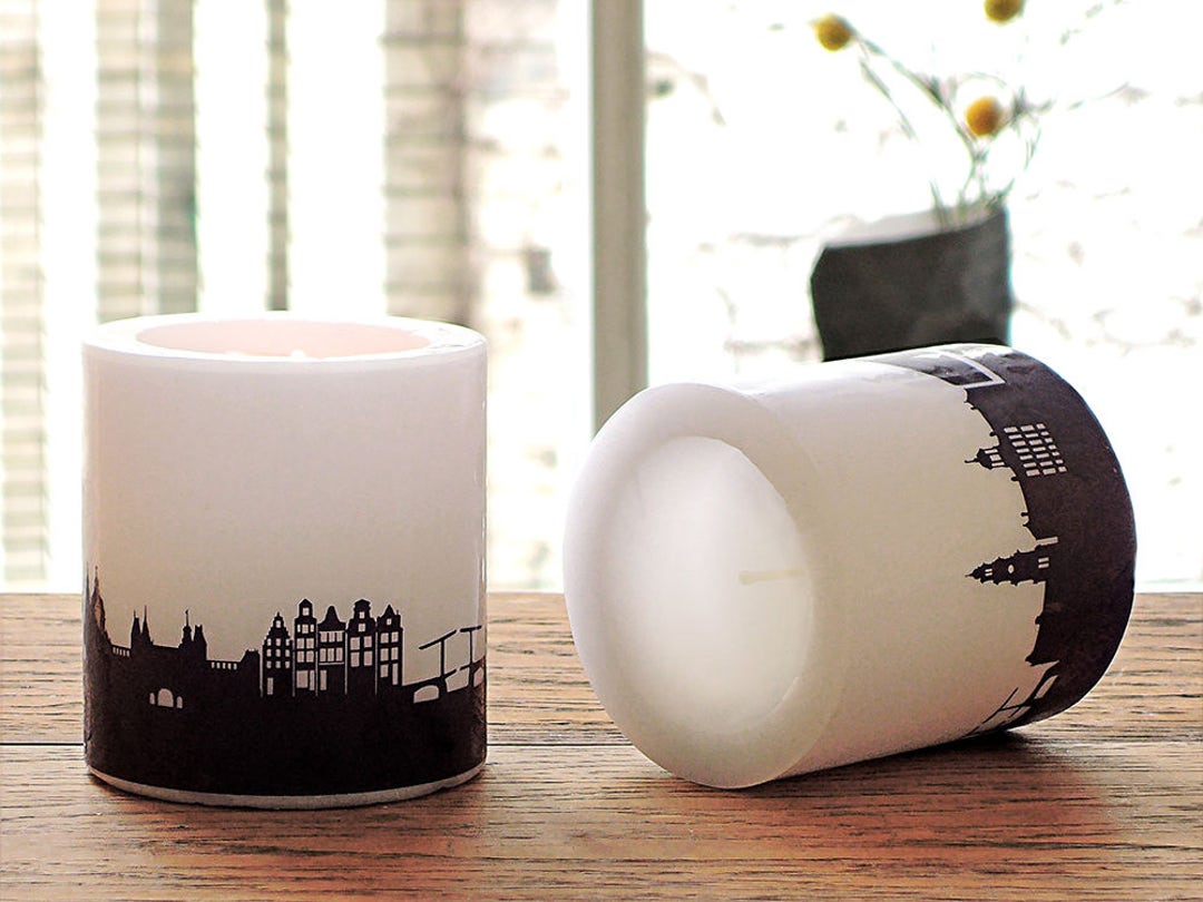 Bougies Amsterdam 2 Lantern Candles Amsterdam Skyline Urban Boho Home Decor Travel Memory