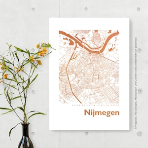Nijmegen Metallic Stadtplan - A4 A3 Wandbild Gold Silber Kupfer Wanddekor - Einzugsgeschenk Geschenk Geburtstag Hochzeitsgeschenk - 44spaces