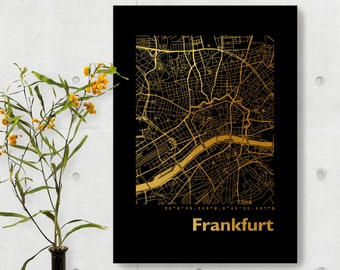 Frankfurt City Map - Rose Gold Walldecor Metallic - Frankfurt Art Print Wall Decoration - Housewarming Moving Birthday Gift - 44spaces