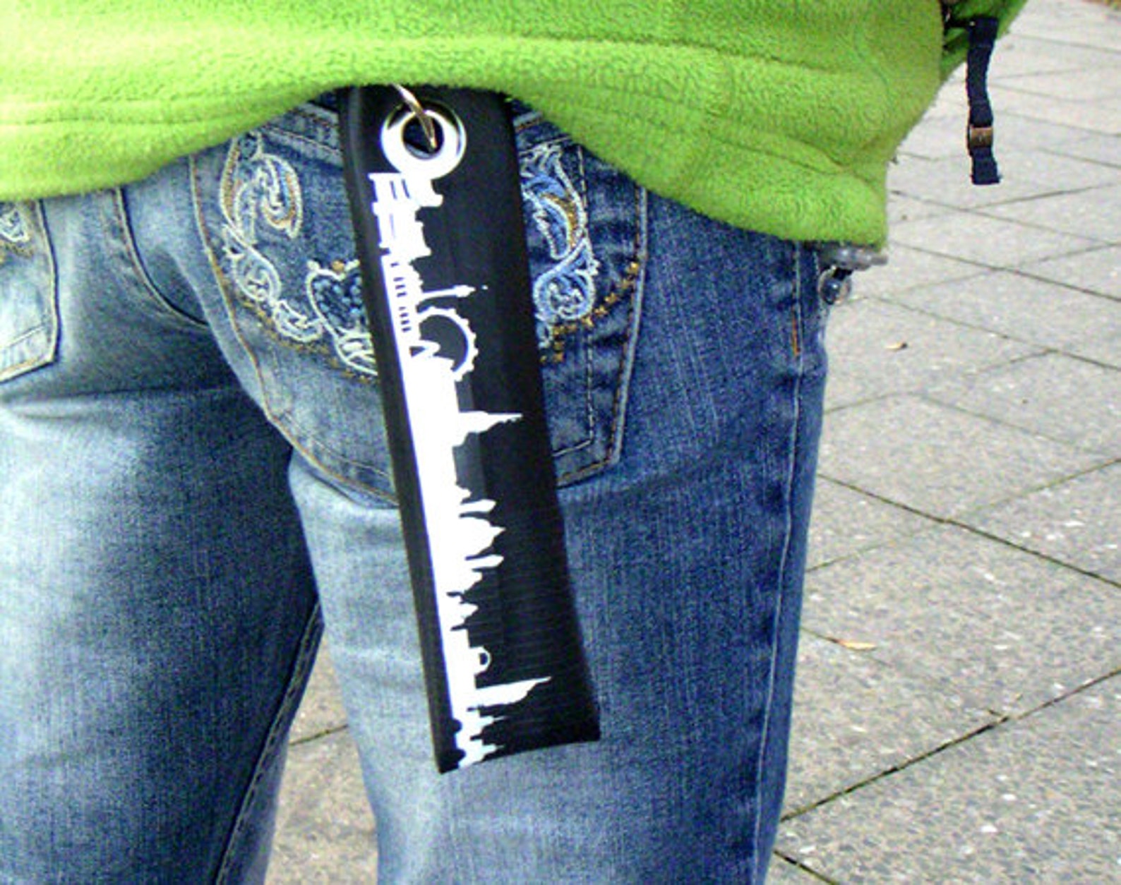 Keyring SWISS Tube Green Gift Keyfob Made by Upcycled Bicycle Tire