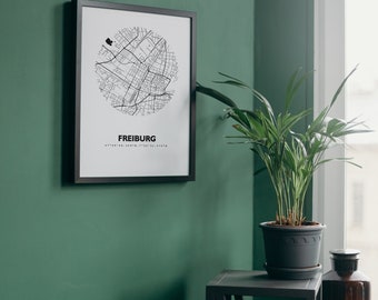 FREIBURG City Map Poster, FREIBURG City Map Print, FREIBURG Gift, Kanonenplatz, Munstermarkt, Freiburg Munster - 44spaces