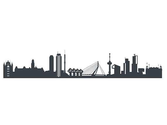 Muursticker Rotterdam Holland Skyline Silhouette in grijs 60