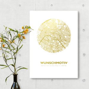 Geschenk - Deine Stadt zum Umzug Einweihung Einzug - Individualisiertes Poster in Kupfer Silber Rosegold Gold - 44spaces