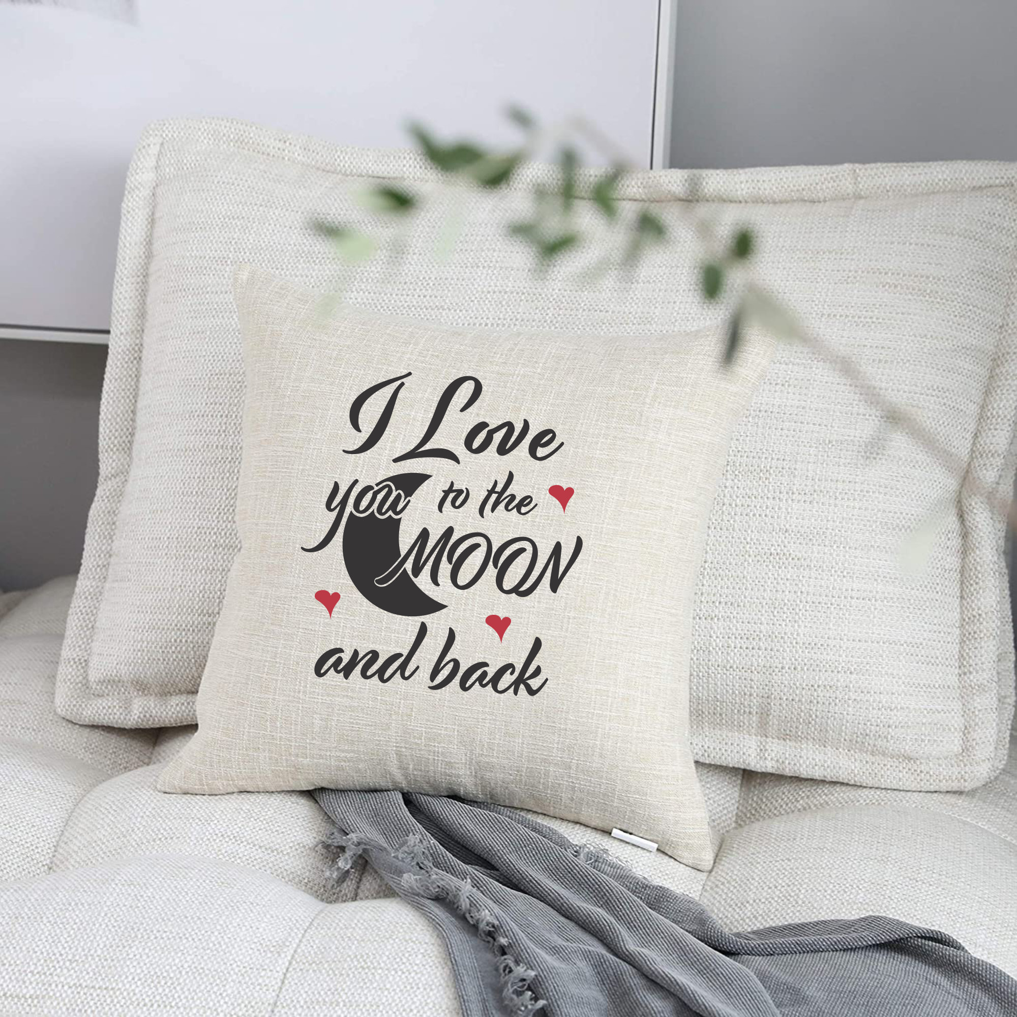 We Love You To The Moon And Back - Gift For Mom, Personalized Pillow (Insert Included)