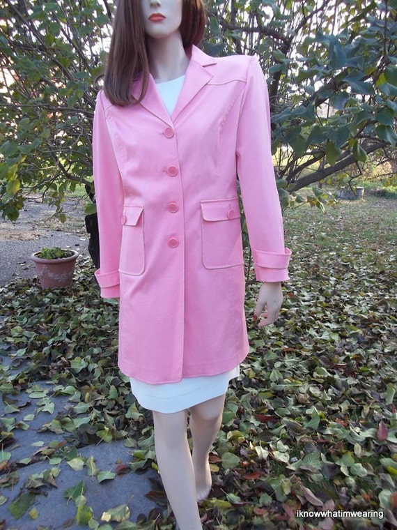 Vintage Pink Spring Trench Coat Size Large Petite