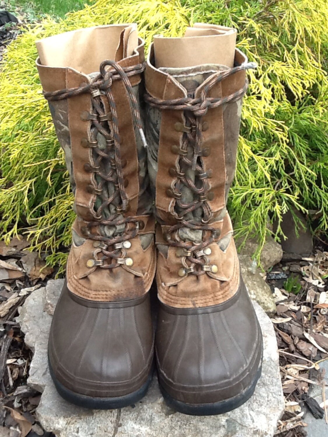 Vintage Sorel Camo Hunting Boots Mens Size 11 Leather Canvas Etsy