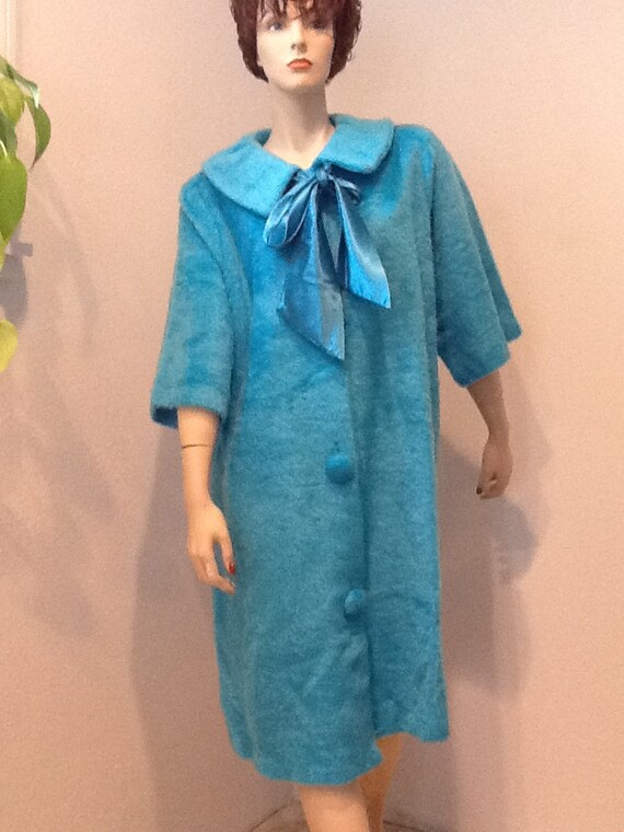 1950's Cotton Candy Blue Vintage Pile Robe Size 18